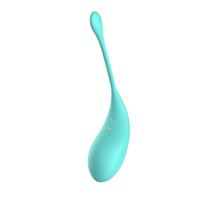 Oeuf vibrant telecommande turquoise en silicone medical avec boutons de controle integres - Oh My God'Z