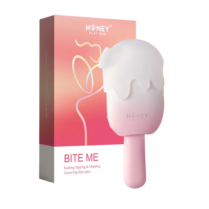 Stimulateur clitoridien Bite Me en silicone rose et blanc, design glace à l'eau avec packaging - Oh My God'Z