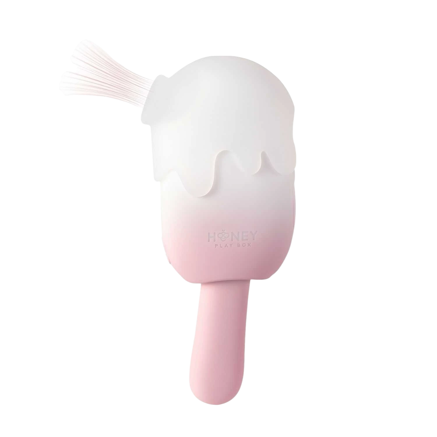 Stimulateur double action Bite Me rose dégradé blanc, forme crème glacée avec fonction tapping - Oh My God'Z