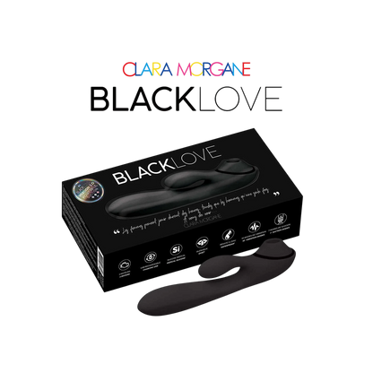 Stimulateur clitoridien Black Love noir avec packaging, vibrations et succion, silicone - Oh My God'Z
