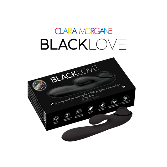 Stimulateur clitoridien Black Love noir avec packaging, vibrations et succion, silicone - Oh My God'Z
