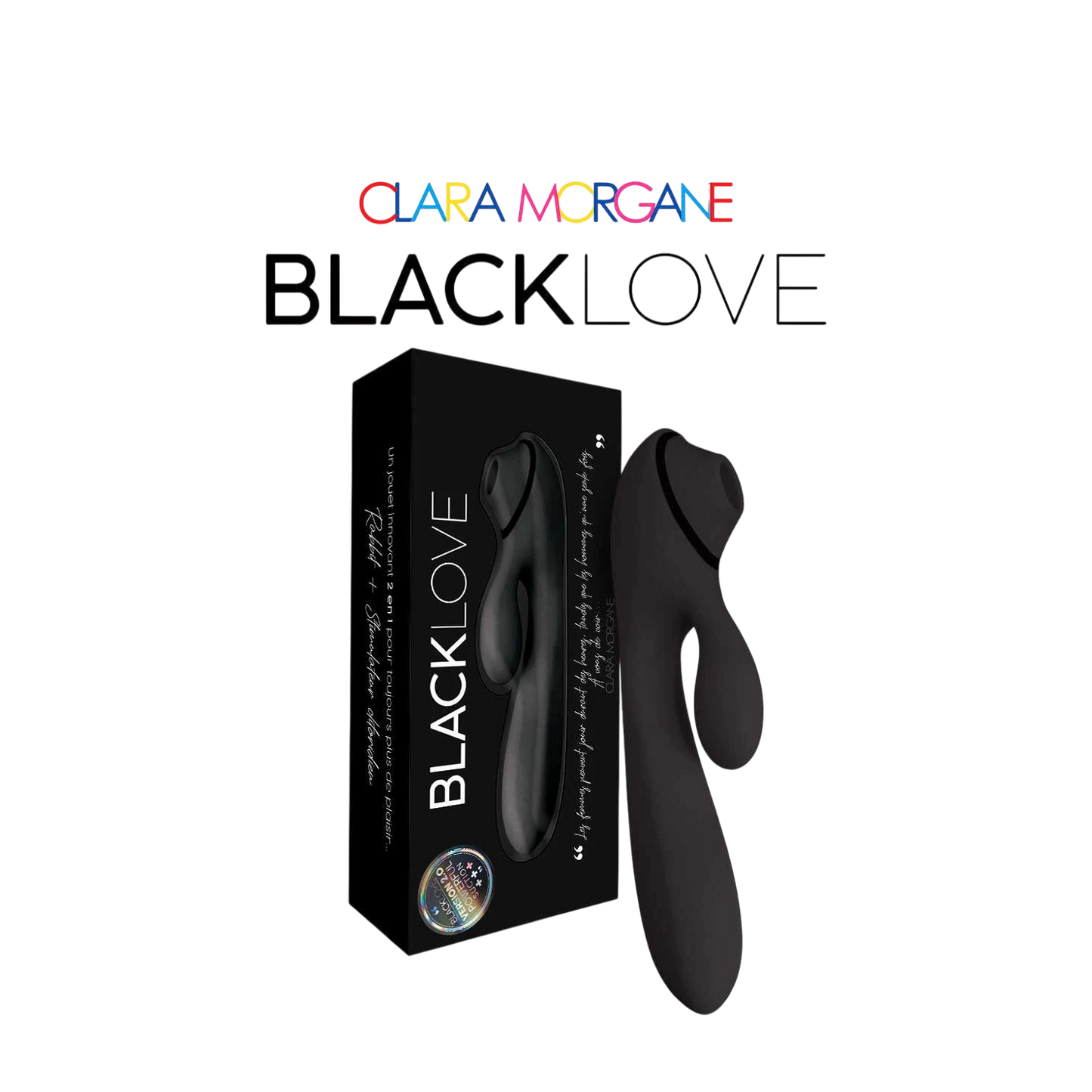 Rabbit Black Love noir avec packaging, stimulateur 2 en 1, silicone medical souple - Oh My God'Z