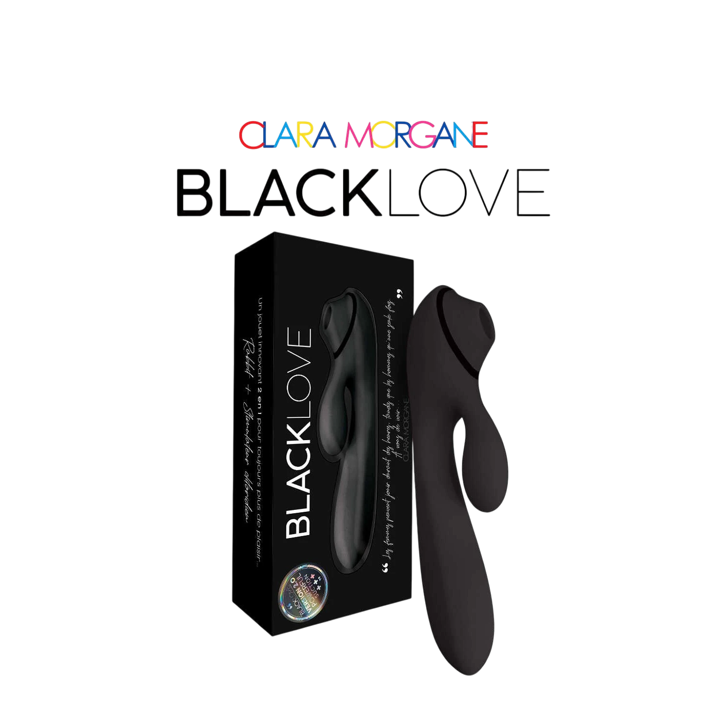 Rabbit Black Love noir avec packaging, stimulateur 2 en 1, silicone medical souple - Oh My God'Z