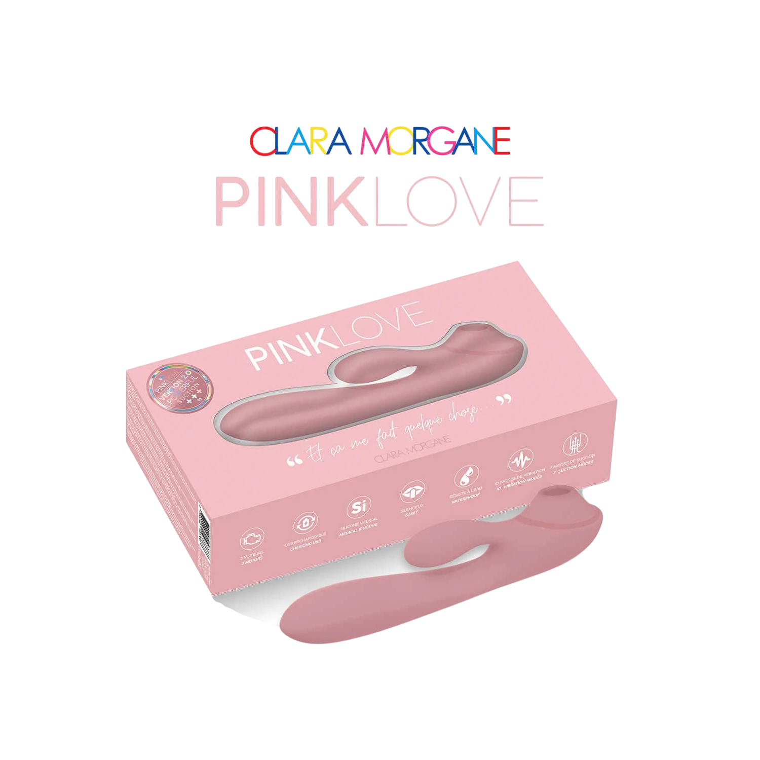 Stimulateur clitoridien Pink Love rose poudré dans son emballage avec fenêtre transparente - Oh My God'Z
