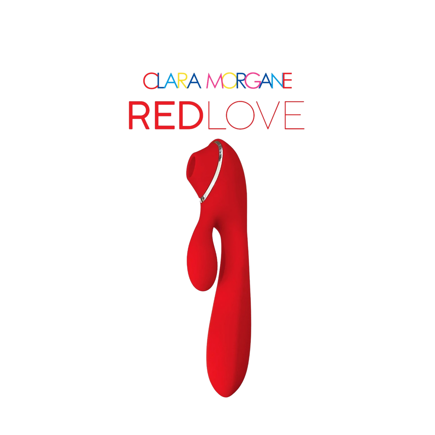 Stimulateur clitoridien Red Love rouge en silicone, vue de profil sur fond blanc - Oh My God'Z