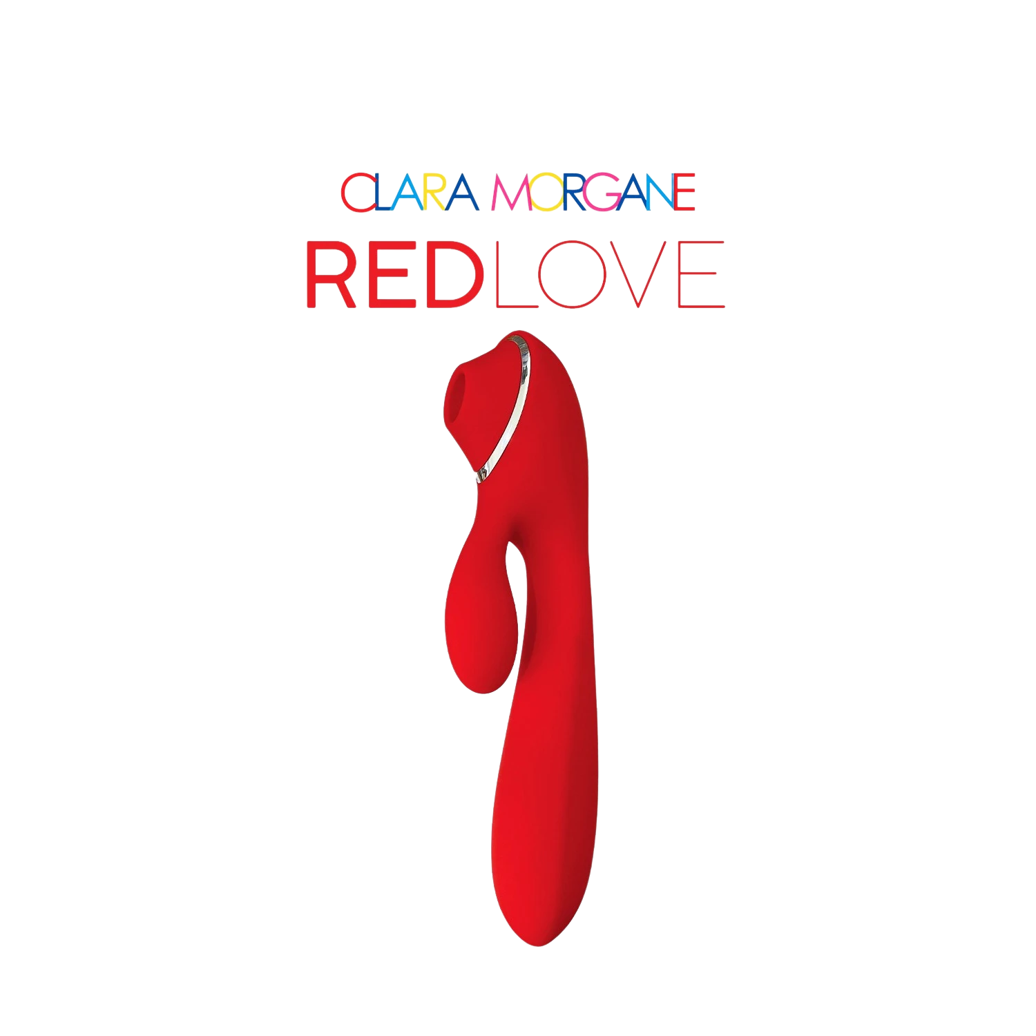 Stimulateur clitoridien Red Love rouge en silicone, vue de profil sur fond blanc - Oh My God'Z