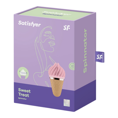 Stimulateur clitoridien Sweet Treat rose Satisfyer en forme de cornet de glace avec emballage violet - Oh My God'Z
