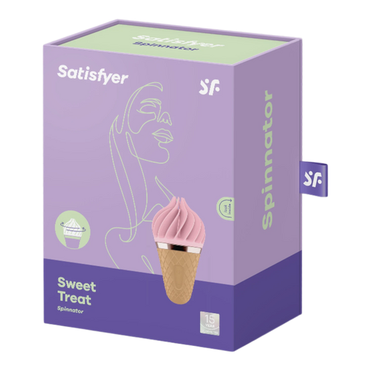 Stimulateur clitoridien Sweet Treat rose Satisfyer en forme de cornet de glace avec emballage violet - Oh My God'Z