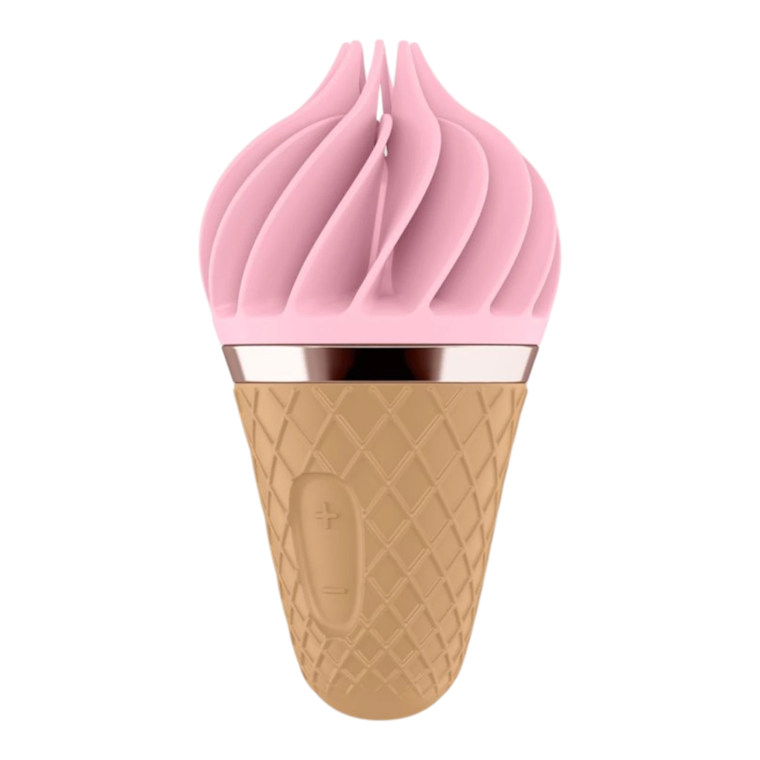 Stimulateur clitoridien Sweet Treat rose et beige en silicone forme cornet de glace texturé Satisfyer - Oh My God'Z