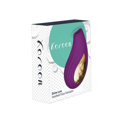 Packaging du stimulateur clitoridien Divine Love XOCOON dans son écrin blanc et turquoise - Oh My God'Z