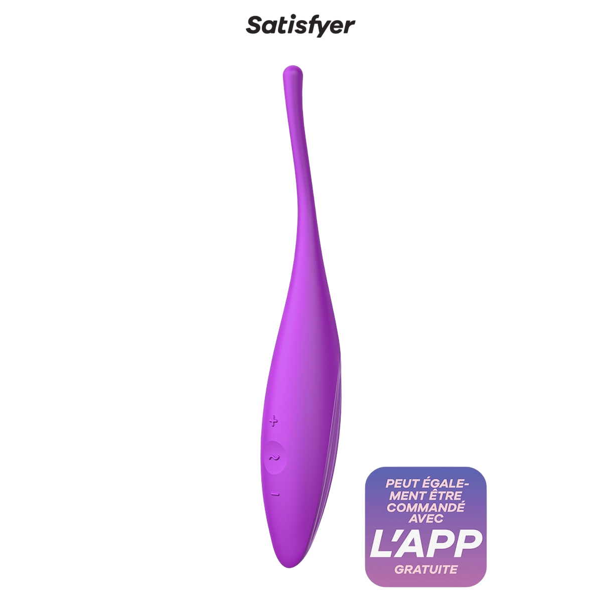 Stimulateur connecte Twirling Joy fuchsia Satisfyer en silicone, pointe fine et boutons de commande - Oh My God'Z