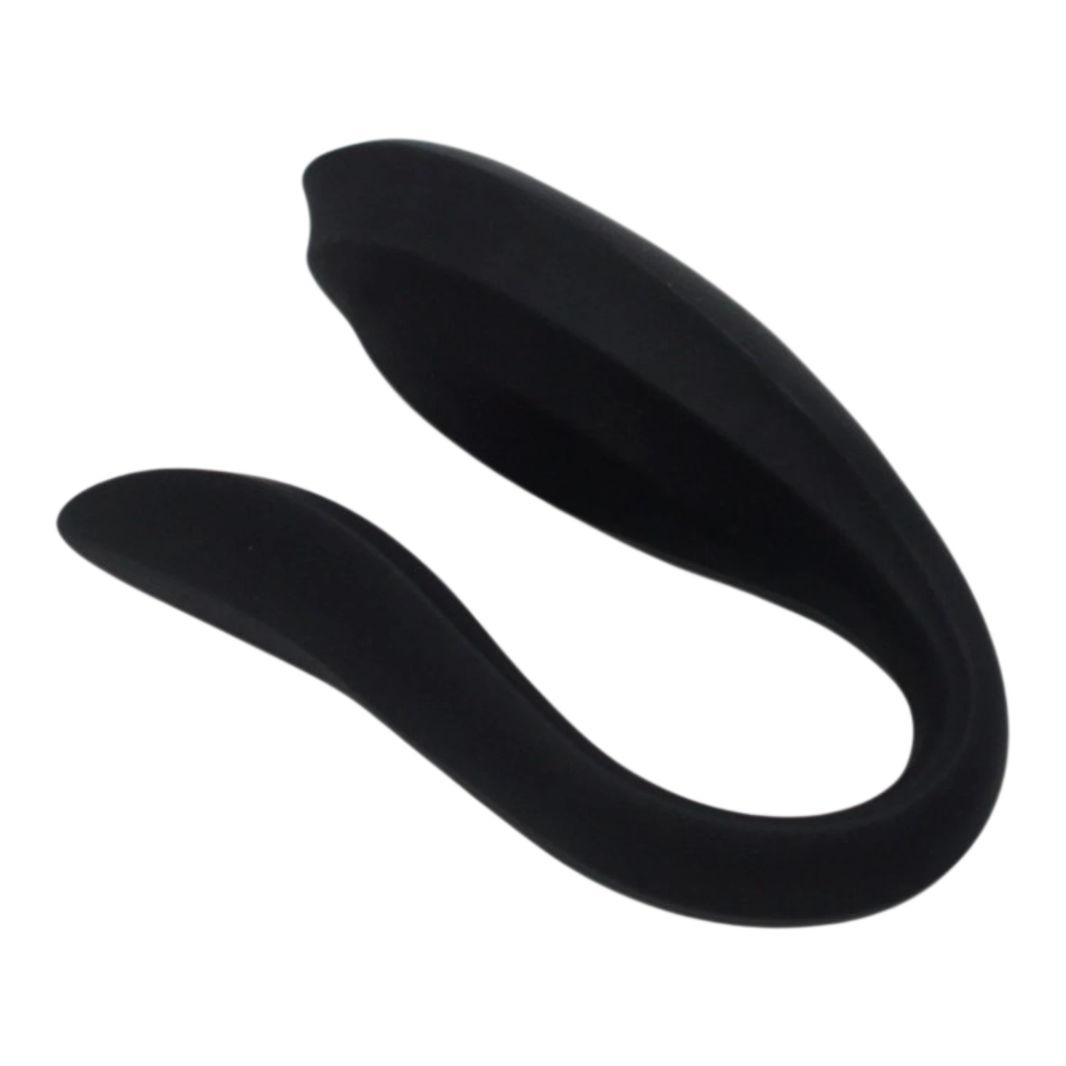 Stimulateur double tête Osmose noir en silicone médical, vue de profil montrant la forme ergonomique en C - Oh My God'Z