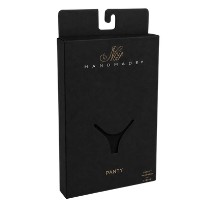 Boite cadeau noire Noir Handmade Panty avec logo dore, emballage du string wetlook noir - Oh My God'Z