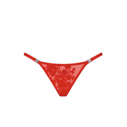 String rouge Noir Handmade presente a plat, tulle floque motif floral et agrafes metalliques laterales - Oh My God'Z