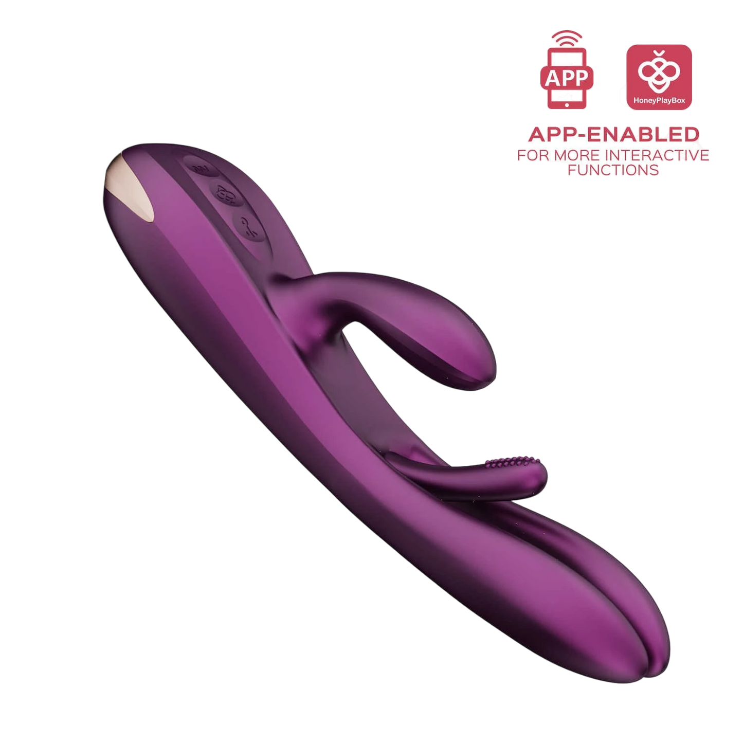 Vibrateur rabbit mauve en silicone avec application mobile, double stimulation et zone de tapotement - Oh My God'Z