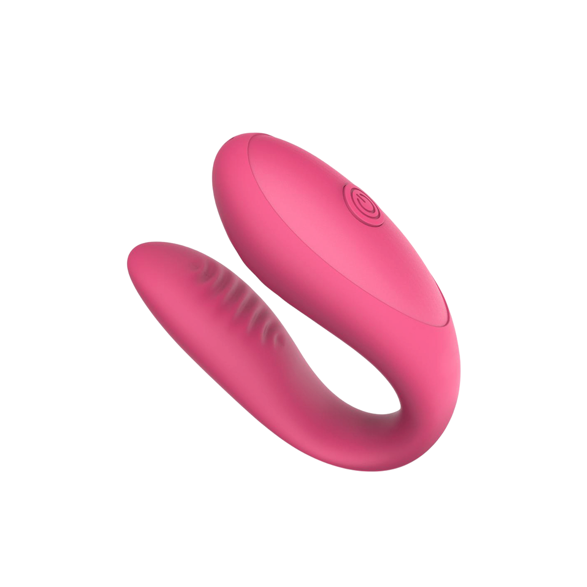 Stimulateur couples Orion EasyConnect rose en silicone, bouton de commande et embout nervure visibles - Oh My God'Z