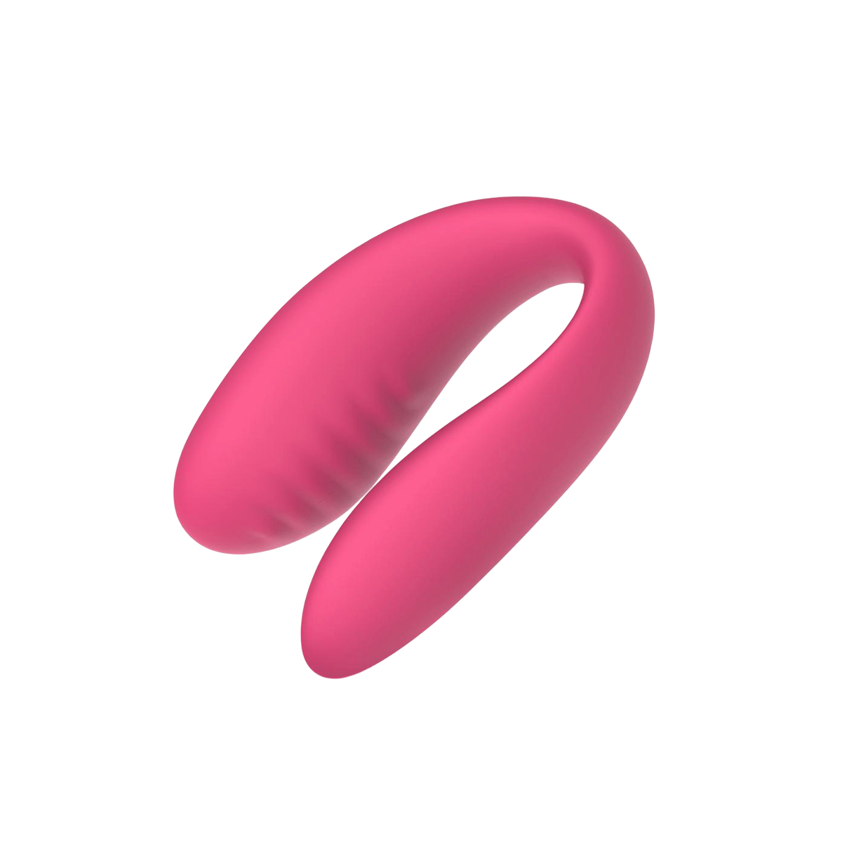 Vibromasseur couples Orion EasyConnect rose en silicone, forme en U flexible vue de profil - Oh My God'Z