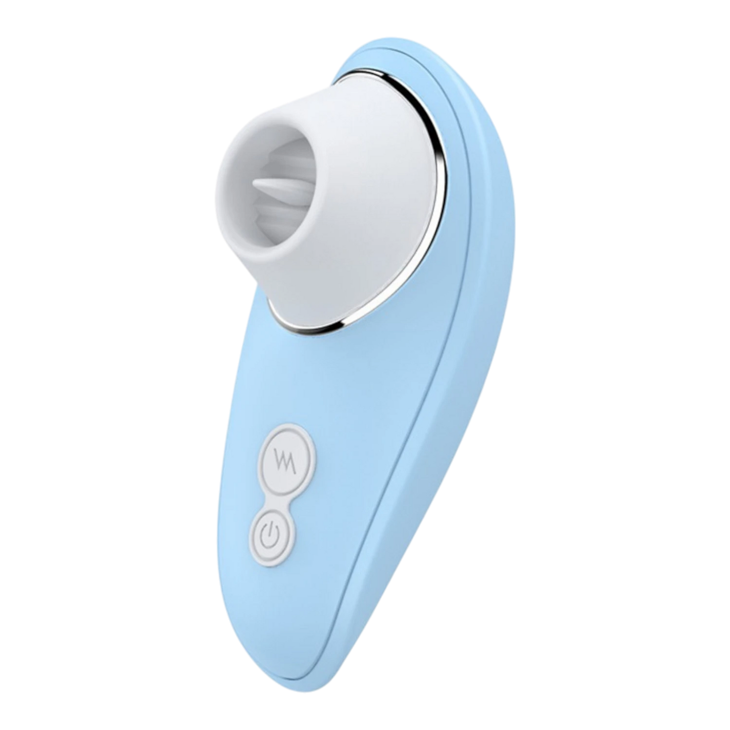 Stimulateur clitoridien bleu ciel avec langue vibrante en silicone blanc, design ergonomique - Oh My God'Z