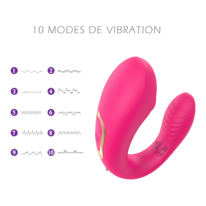 Vibromasseur couple rose 10 modes de vibration double moteur stimulation simultanée waterproof - Oh My God'Z