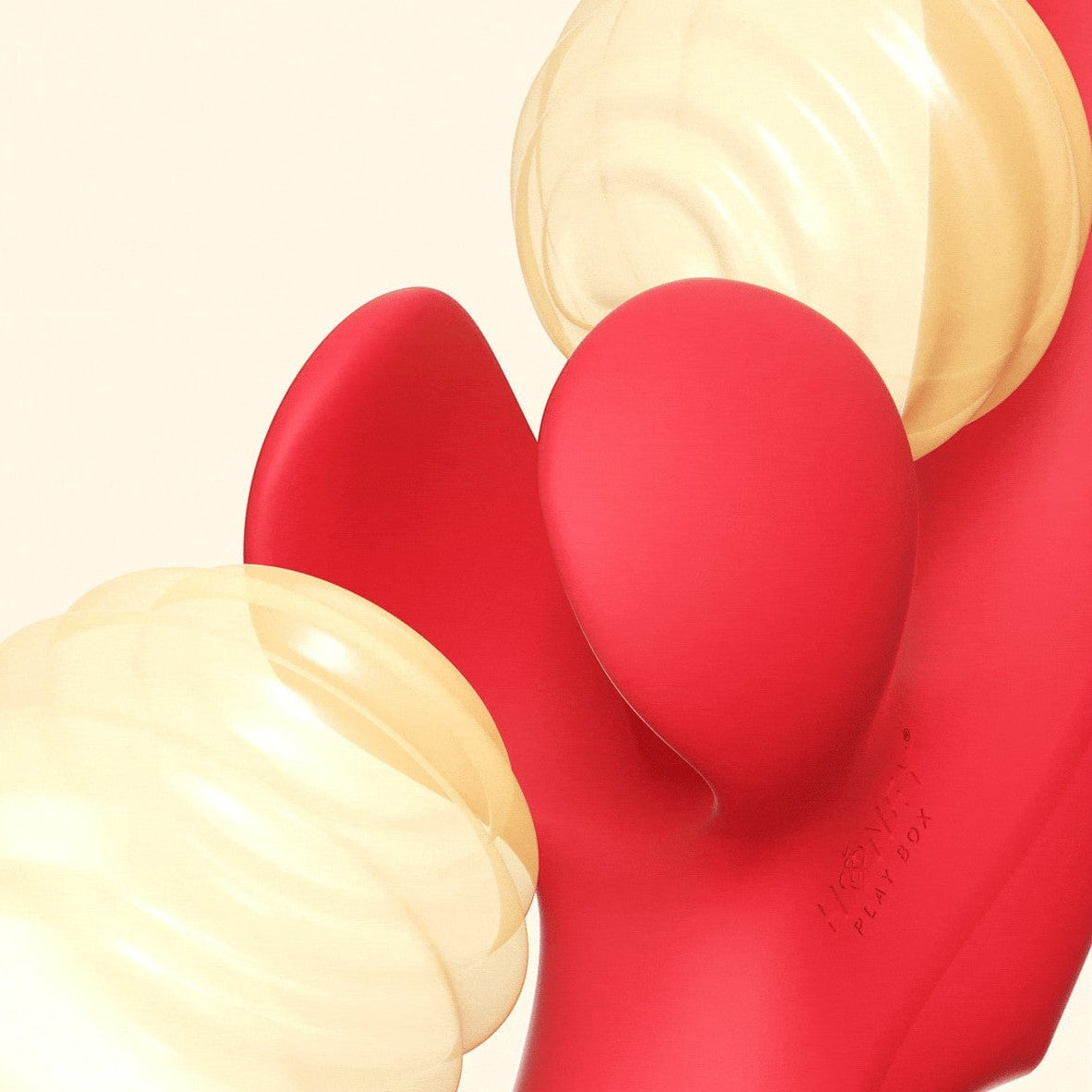 Vibromasseur rouge ergonomique à doigt oscillant avec son étui de rangement beige inclus - Oh My God'Z