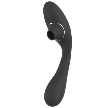 Vibromasseur double stimulation Dina noir avec membrane clitoridienne et tige flexible en silicone - Oh My God'Z
