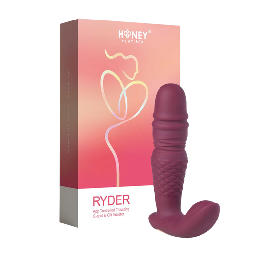 Vibromasseur double stimulation Ryder violet bordeaux avec packaging rose Honey Play Box - Oh My God'Z