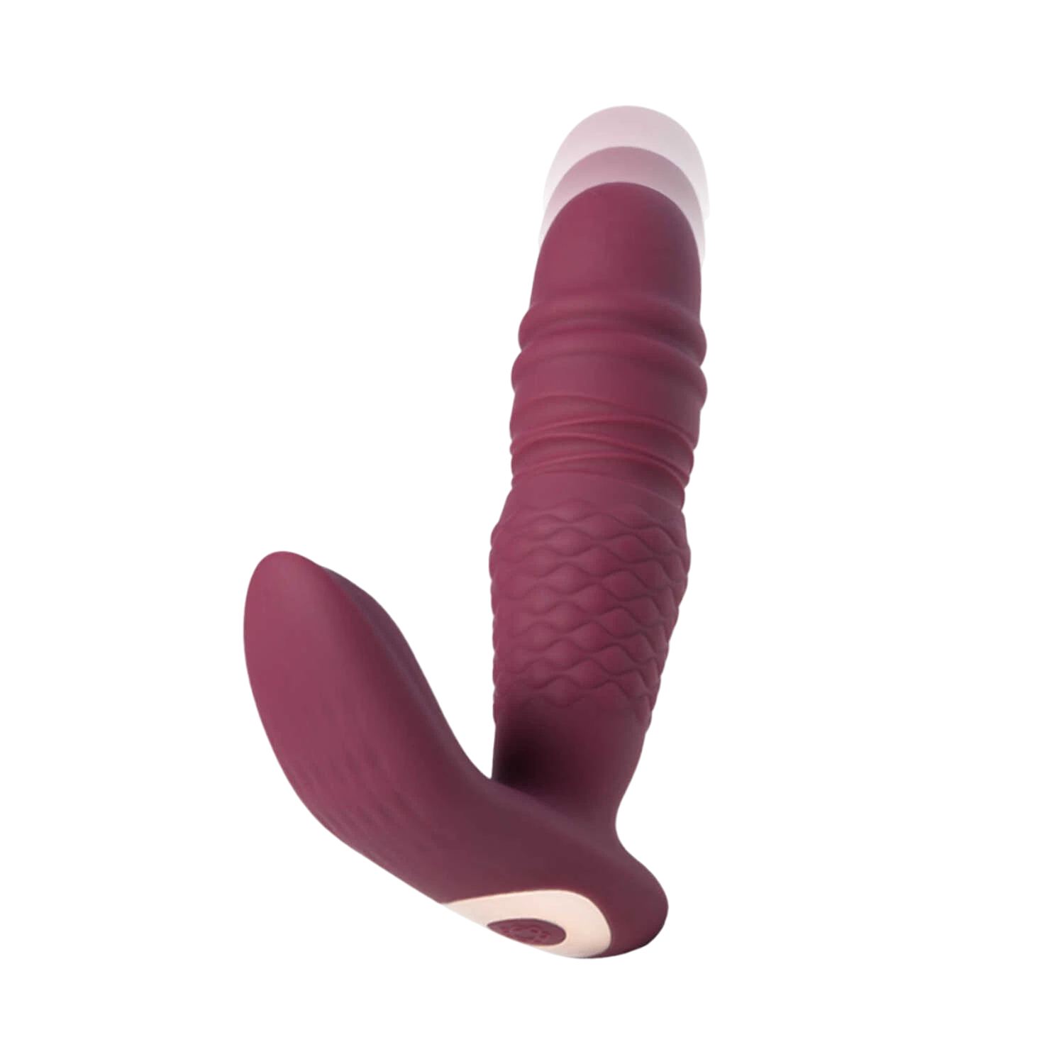 Sextoy double extrémité Ryder violet bordeaux en silicone avec embout arrondi et branche clitoridienne - Oh My God'Z