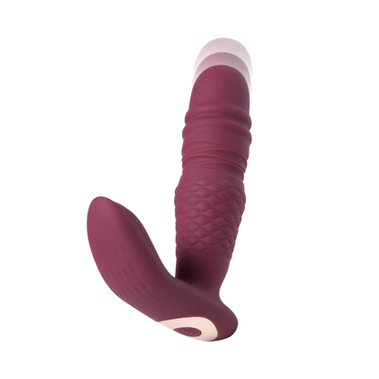 Sextoy double extrémité Ryder violet bordeaux en silicone avec embout arrondi et branche clitoridienne - Oh My God'Z
