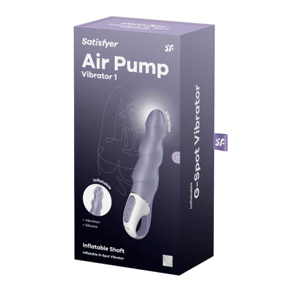 Boîte packaging Satisfyer Air Pump Vibrator 1 mauve et noir avec visuel produit - Oh My God'Z