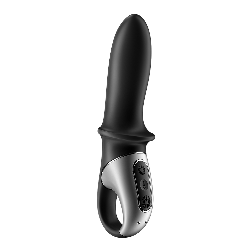 Vibromasseur Hot Passion Satisfyer noir silicone avec trois boutons de commande sur poignee argentee - Oh My God'Z