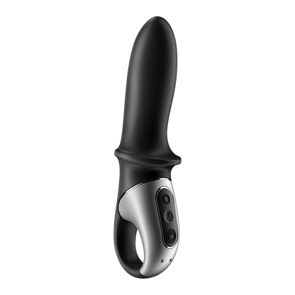 Vibromasseur Hot Passion Satisfyer noir silicone avec trois boutons de commande sur poignee argentee - Oh My God'Z