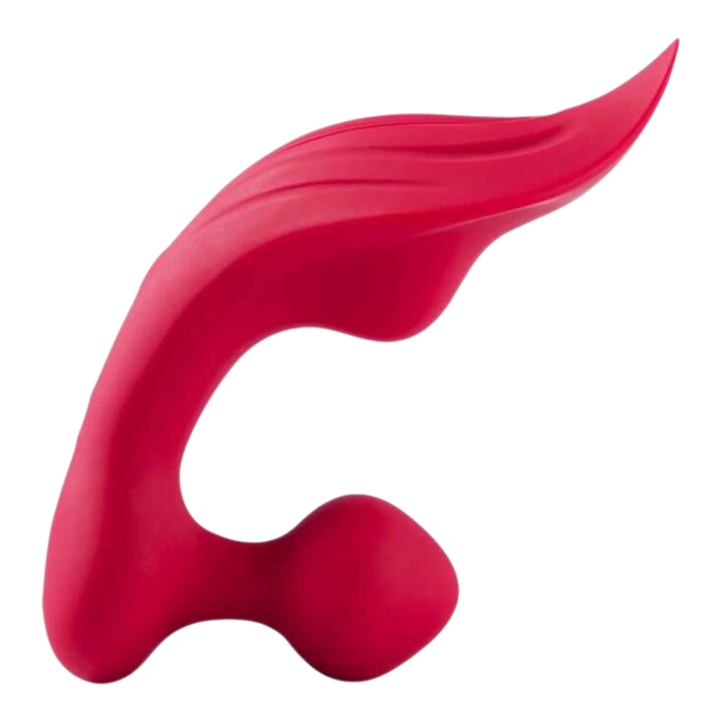 Vibromasseur Lamia rose avec embout anal, vue de côté montrant la forme ergonomique - Oh My God'Z