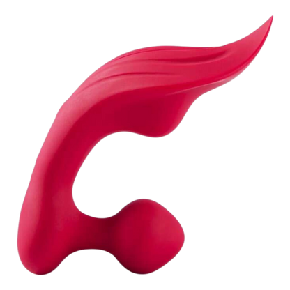 Vibromasseur Lamia rose avec embout anal, vue de côté montrant la forme ergonomique - Oh My God'Z