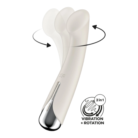 Vibromasseur point G tête rotative blanc et argent avec fonction 2 en 1 vibration et rotation - Oh My God'Z