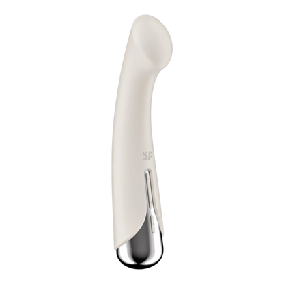Profil du vibromasseur point G tête rotative blanc avec courbure ergonomique et finition chromée - Oh My God'Z