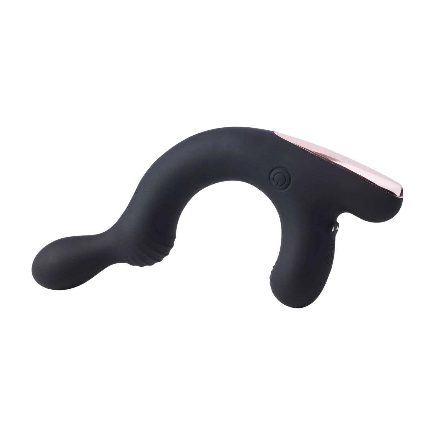 Stimulateur prostate et périnée Rocky noir forme ergonomique C vue en U base rose - Oh My God'Z