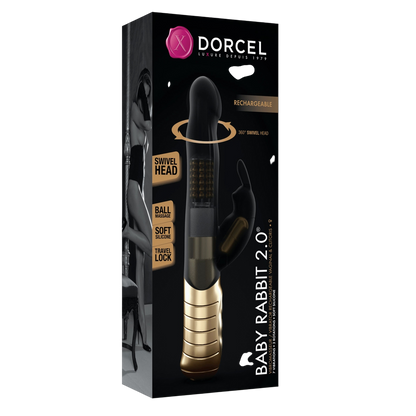 Packaging noir premium du vibromasseur Baby Rabbit 2.0 rechargeable de Dorcel - Oh My God'Z
