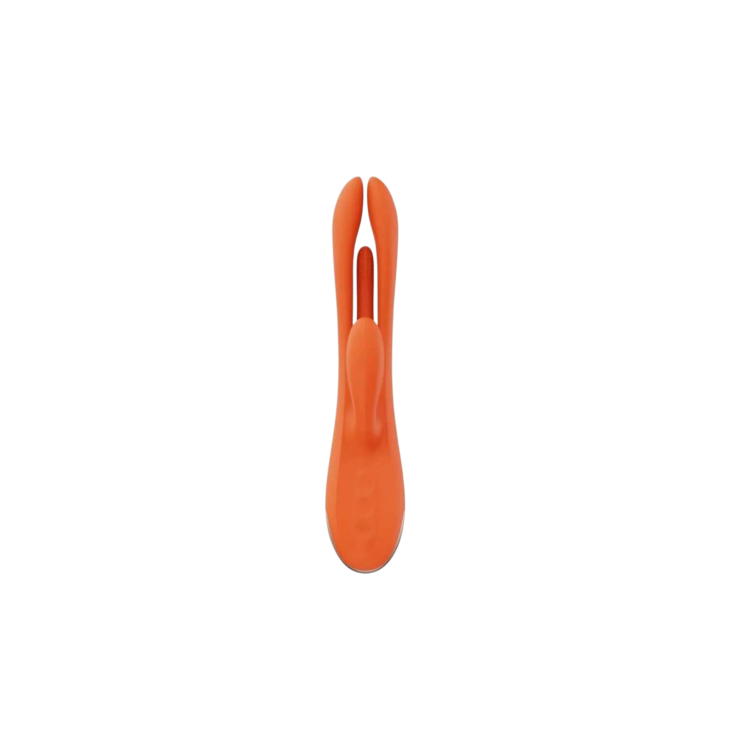 Vue de face du vibromasseur rabbit Terri orange avec double tête et design ergonomique - Oh My God'Z