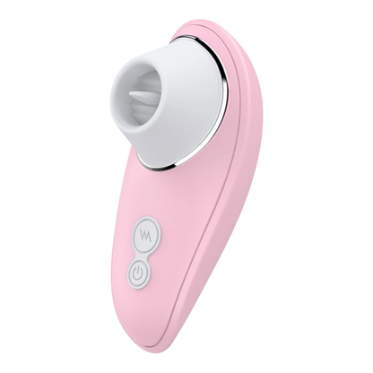 Stimulateur clitoridien rose et blanc avec langue vibrante, design ergonomique en silicone - Oh My God'Z
