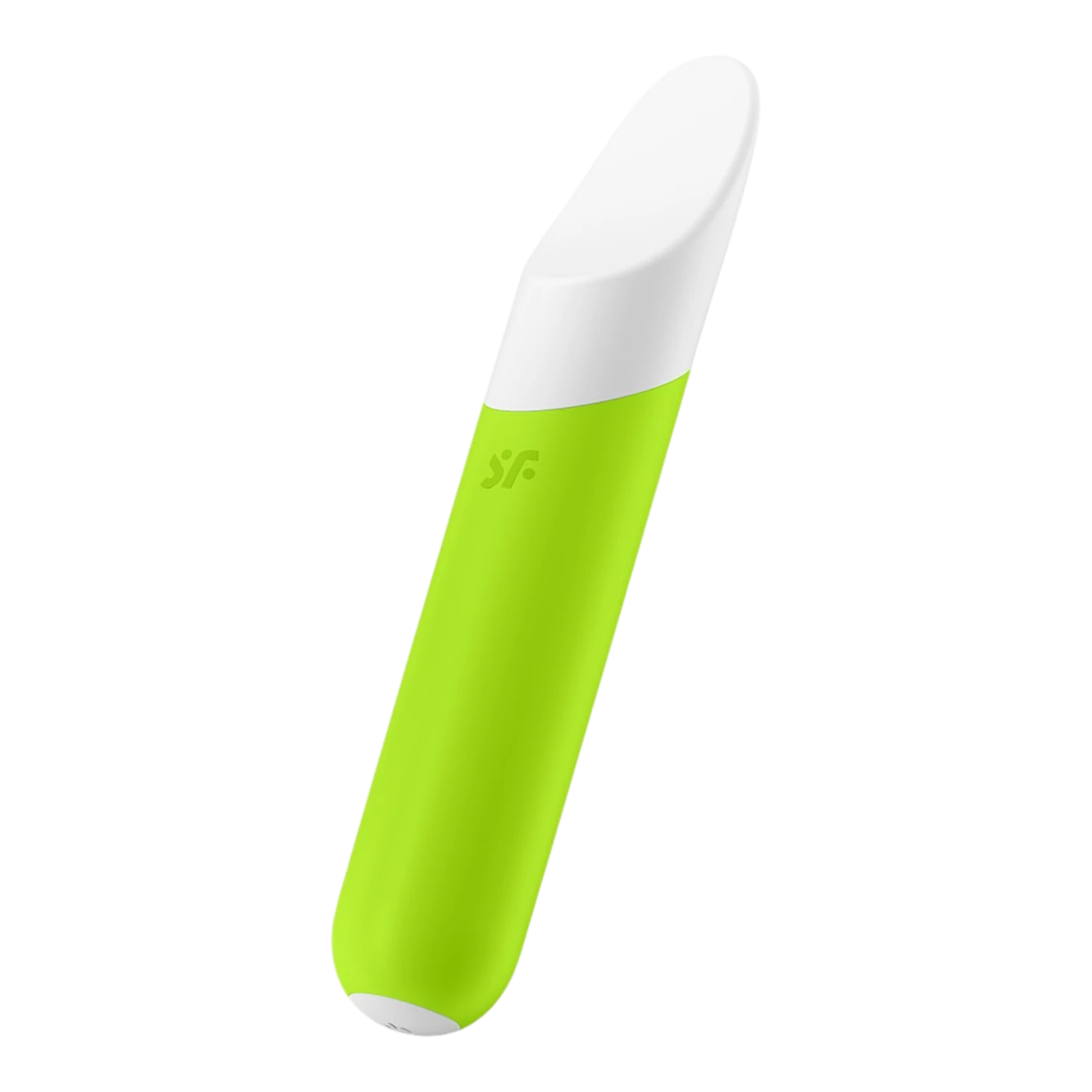 Vibromasseur Satisfyer Ultra Power Bullet 7 vert anis et blanc en silicone, vue inclinée - Oh My God'Z