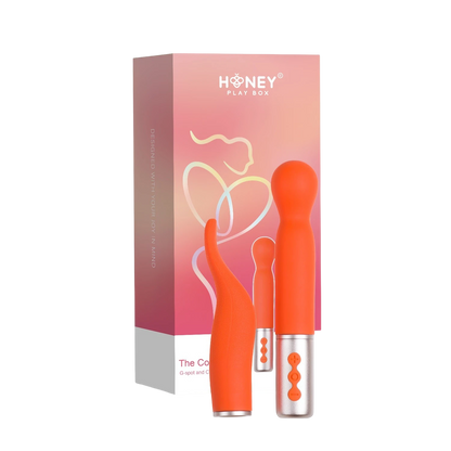 Vibromasseur à têtes interchangeables orange avec boîtier rose Honey Play Box collection The Naughty - Oh My God'Z