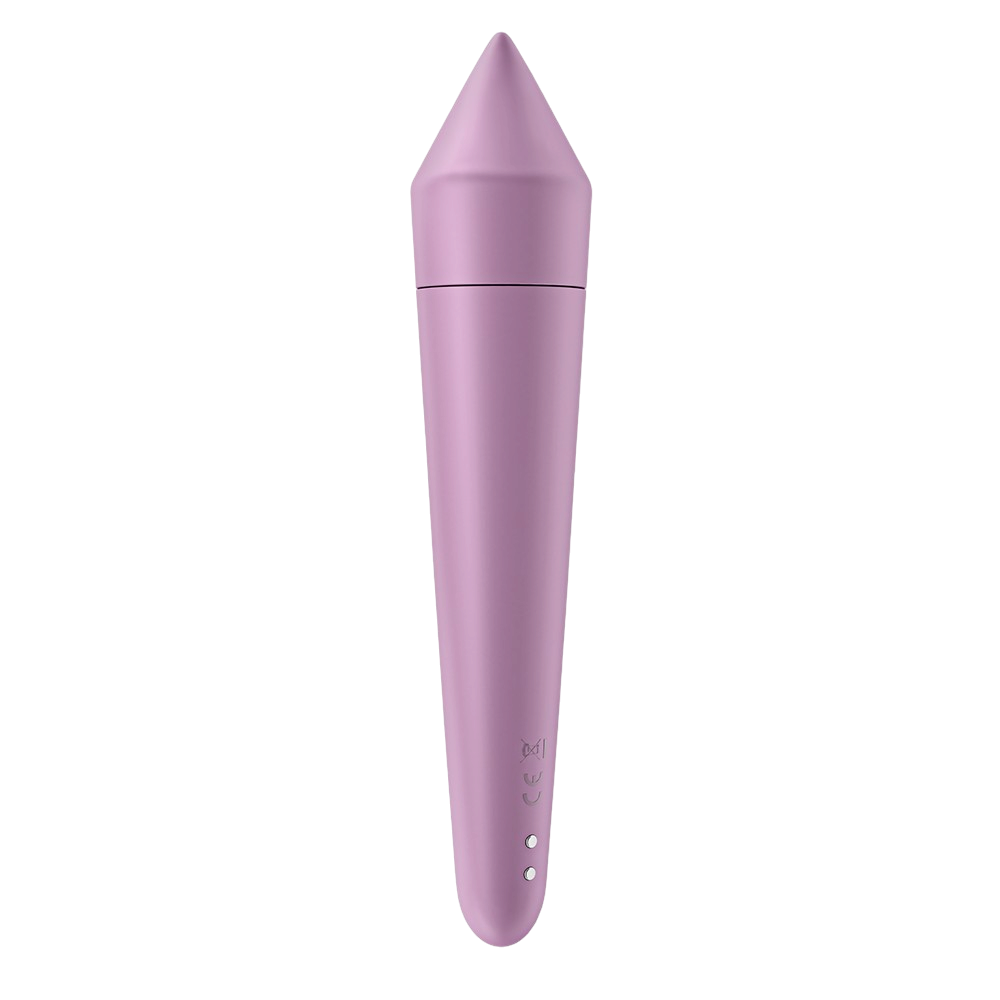 Vibromasseur Ultra Power Bullet 8 Satisfyer lilas, vue de profil avec connecteur de charge magnetique - Oh My God'Z