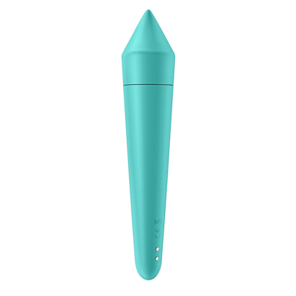 Vibromasseur Ultra Power Bullet 8 Satisfyer turquoise, vue arriere avec connecteur de charge magnetique - Oh My God'Z