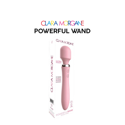 Boîte packaging vibromasseur wand rose Clara Morgane, silicone waterproof 10 modes de vibration - Oh My God'Z