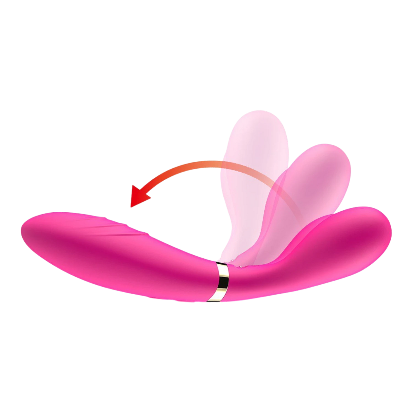 Vibromasseur wand rose flexible en forme de Y avec transparence montrant design ergonomique adaptable - Oh My God'Z