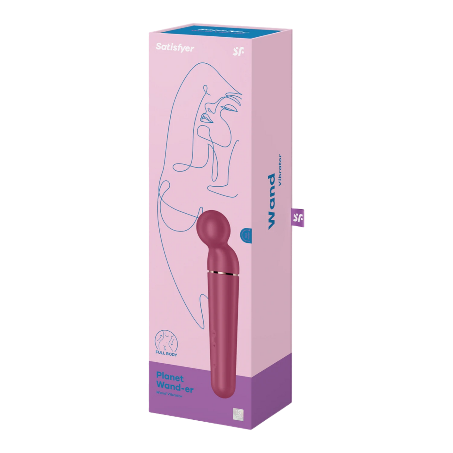 Emballage rose et violet du vibromasseur wand rouge Satisfyer Planet Wand-er avec illustration - Oh My God'Z
