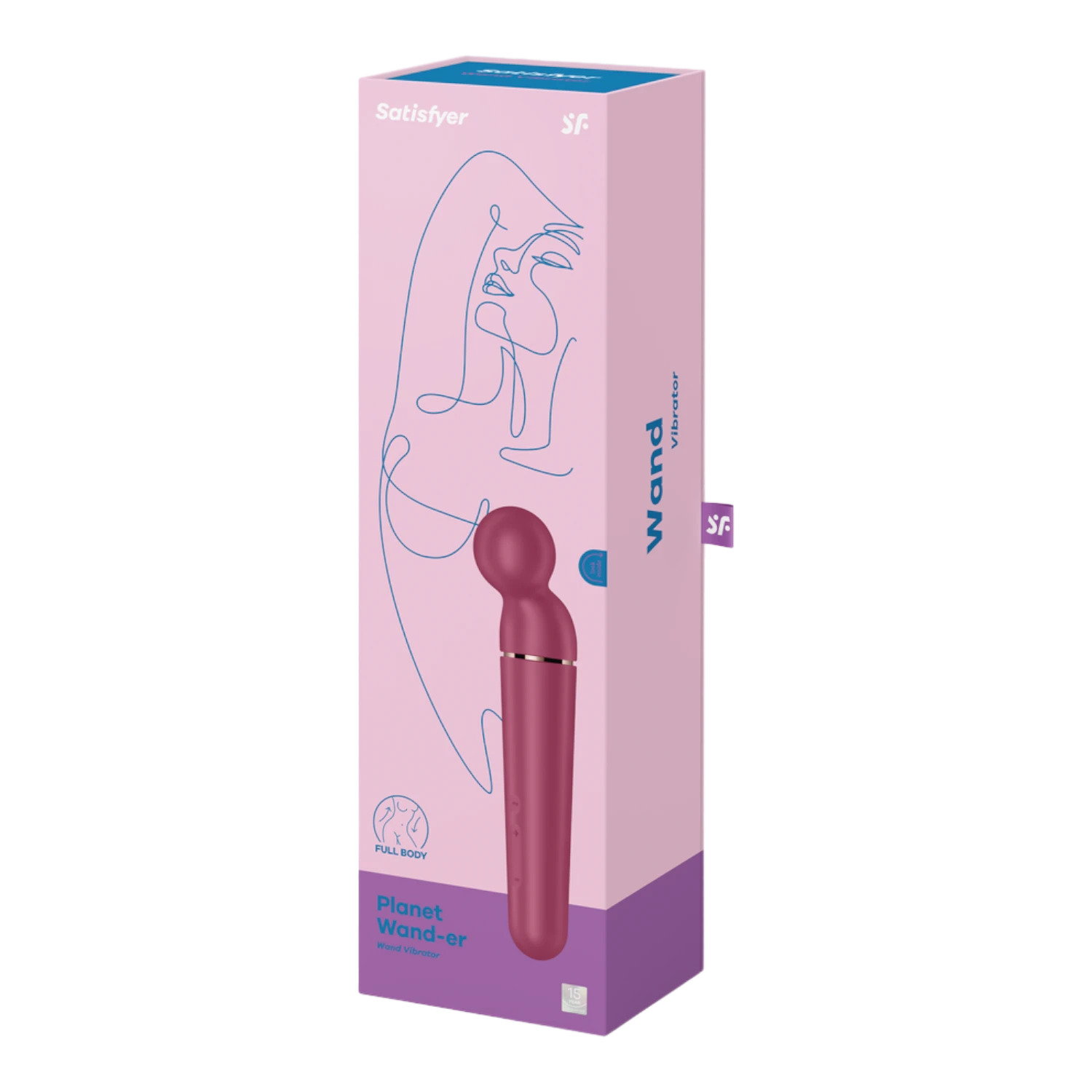 Emballage rose et violet du vibromasseur wand rouge Satisfyer Planet Wand-er avec illustration - Oh My God'Z
