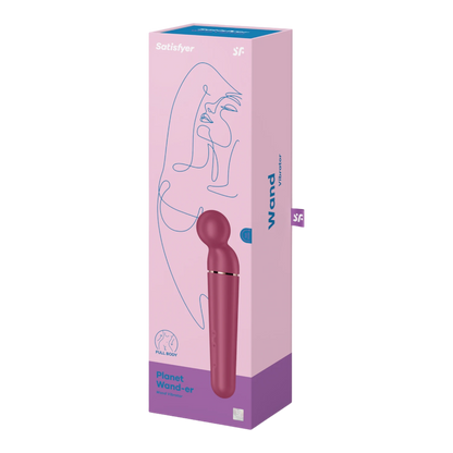 Emballage rose et violet du vibromasseur wand rouge Satisfyer Planet Wand-er avec illustration - Oh My God'Z