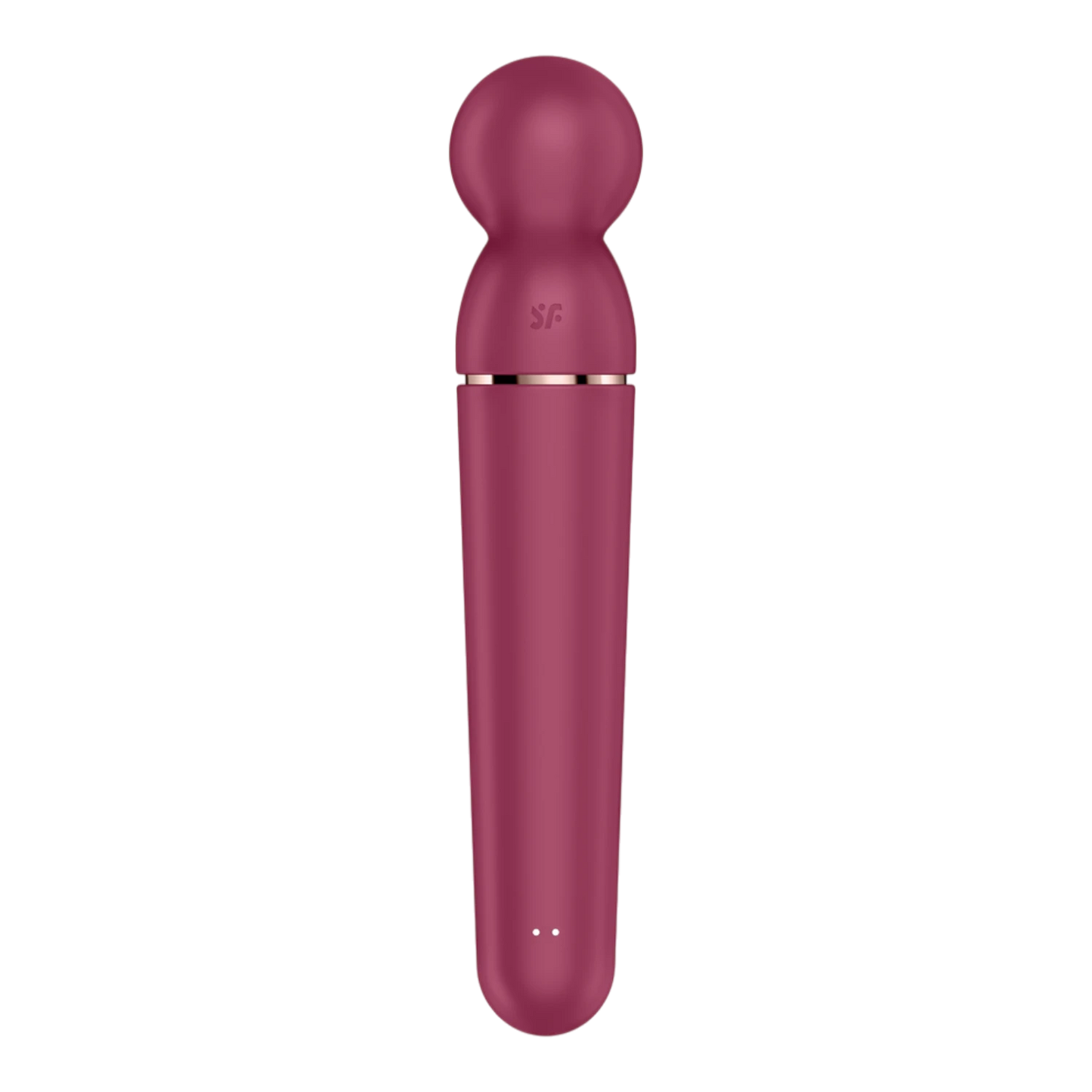 Vue profil droit du wand rouge avec logo SF et indicateurs LED sur le corps en silicone - Oh My God'Z