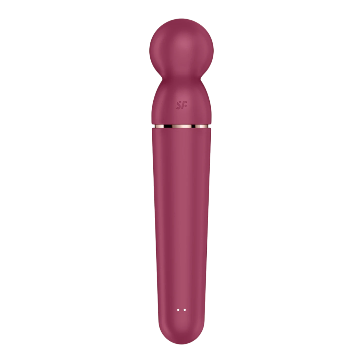 Vue profil droit du wand rouge avec logo SF et indicateurs LED sur le corps en silicone - Oh My God'Z